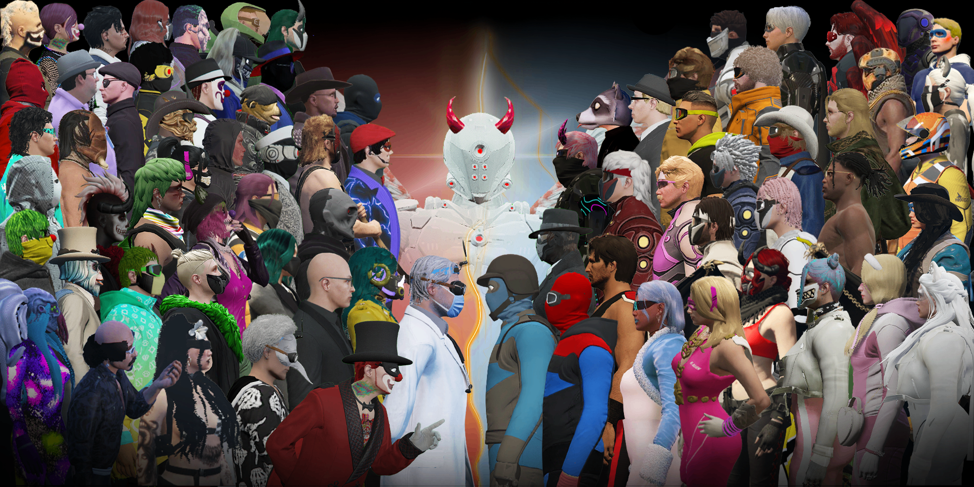Heroes Rising Roleplay community characters gathered together